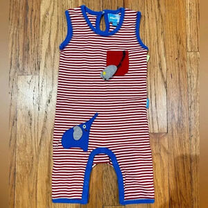 Albetta Vintage Elephant and Mouse Striped Romper 6-12 months